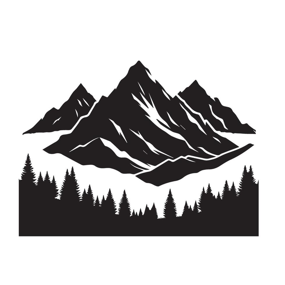 Hill silhouette. mountain illustration. Hill logo, icon black and white. vector