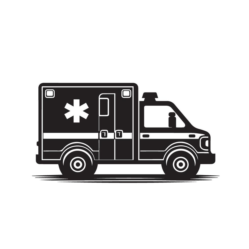 Ambulance silhouette. Ambulance car logo, icon. Ambulance car illustration black and white. vector