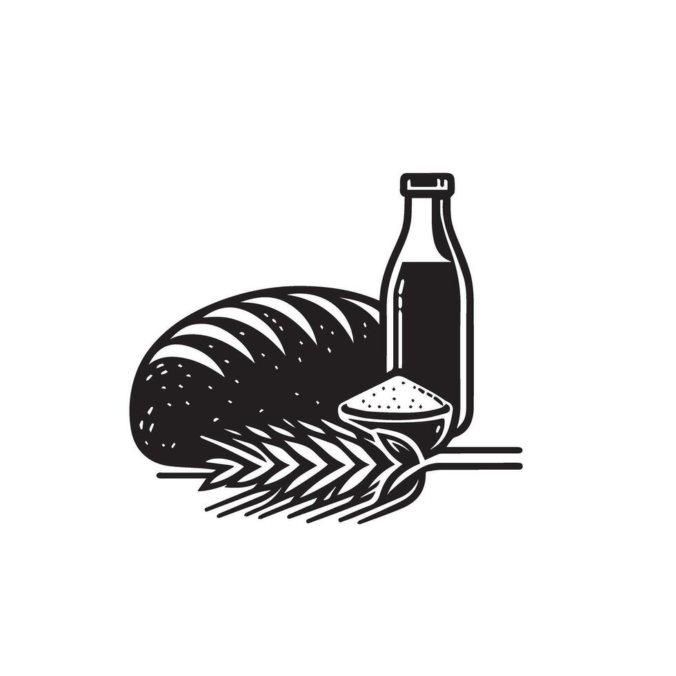 Bread silhouette. Bread logo, icon design. Bread illustration black and white. vector