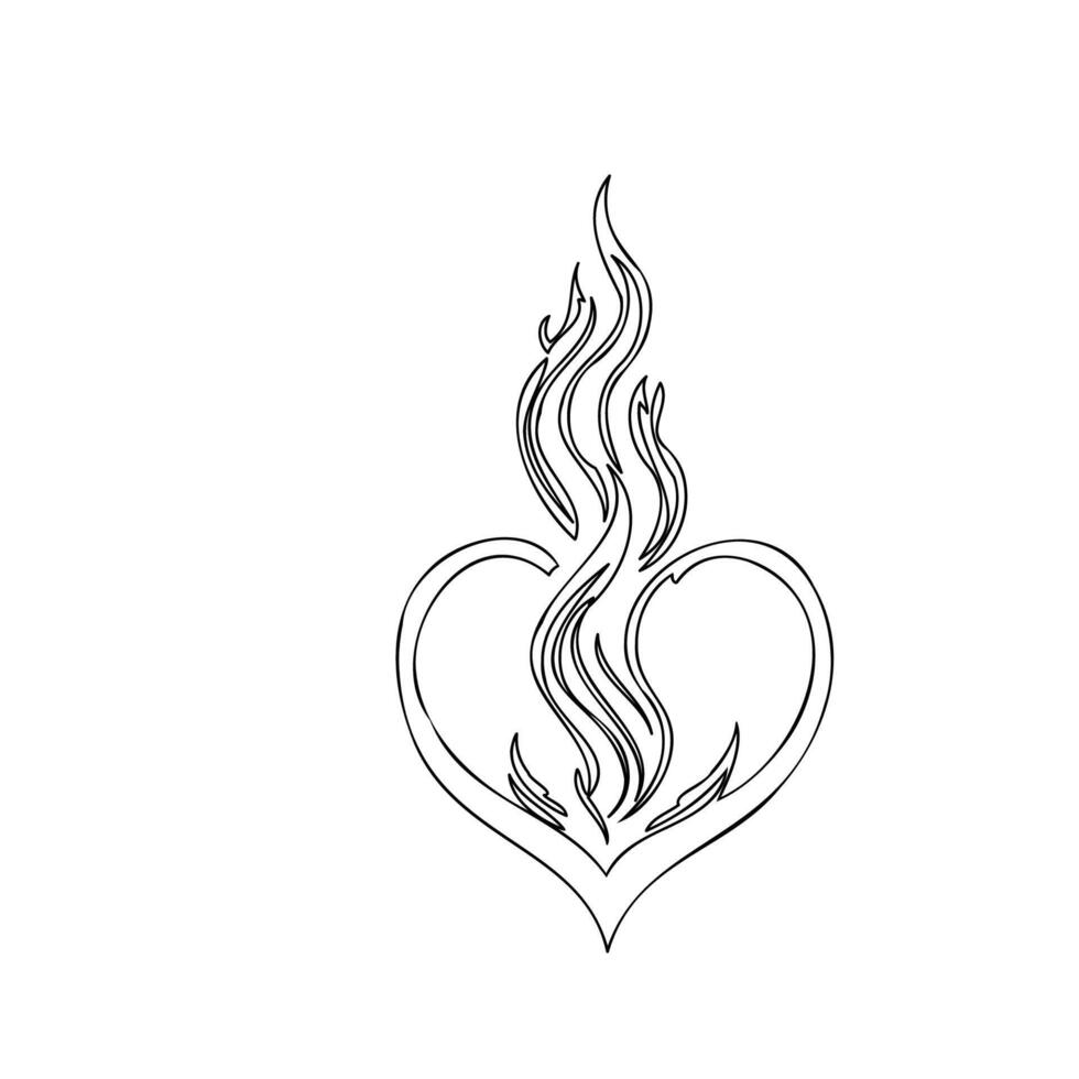 candle flame fire heart outline illustration sketch vector