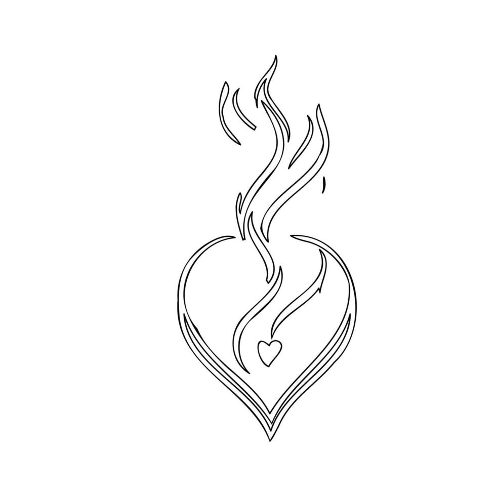 candle flame fire heart outline illustration sketch vector