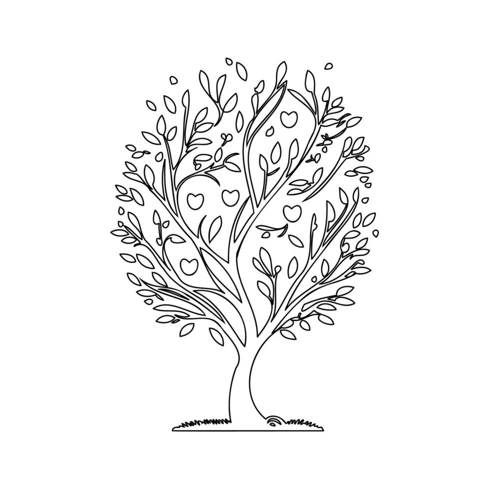 tree love outline illustration sketch vector