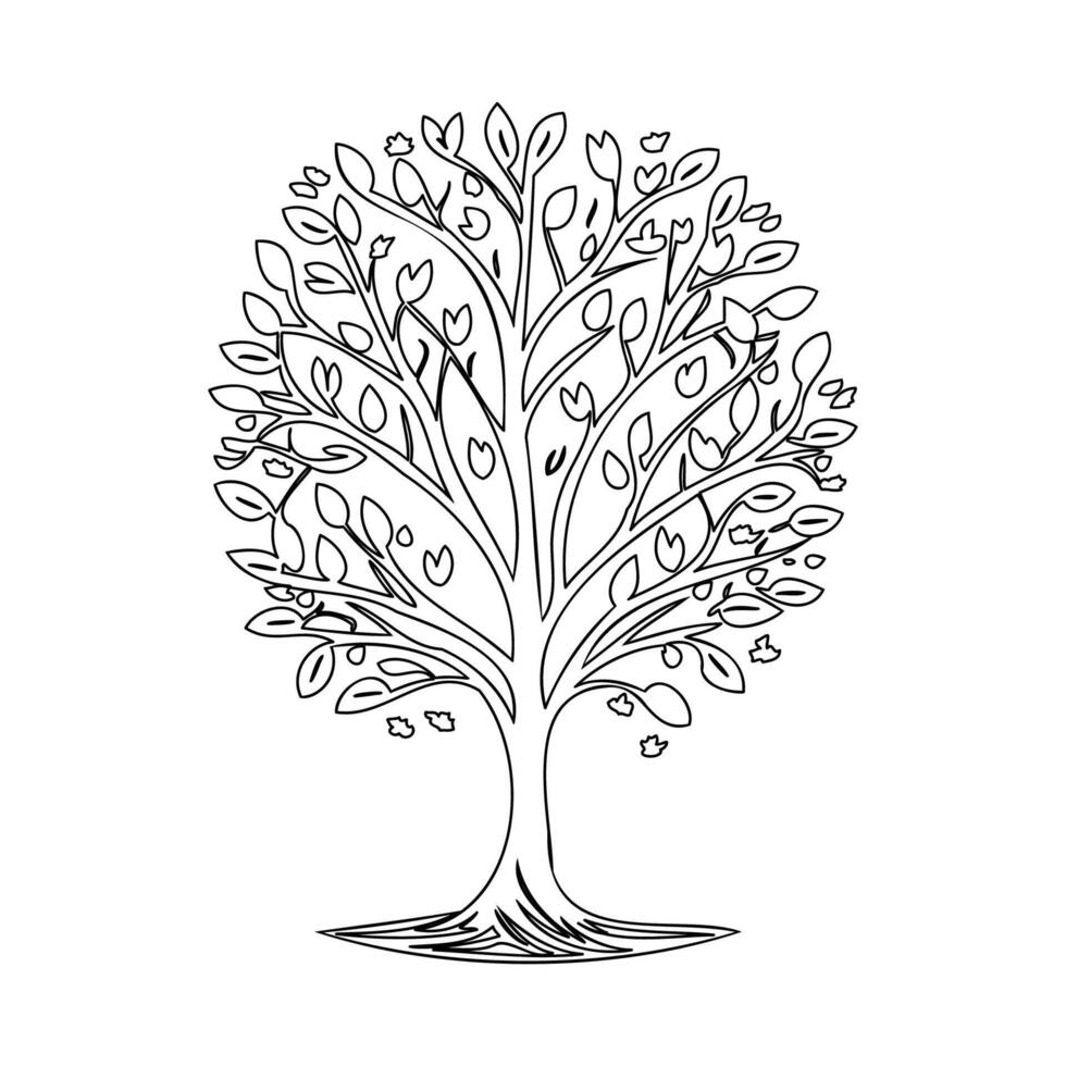tree love outline illustration sketch vector