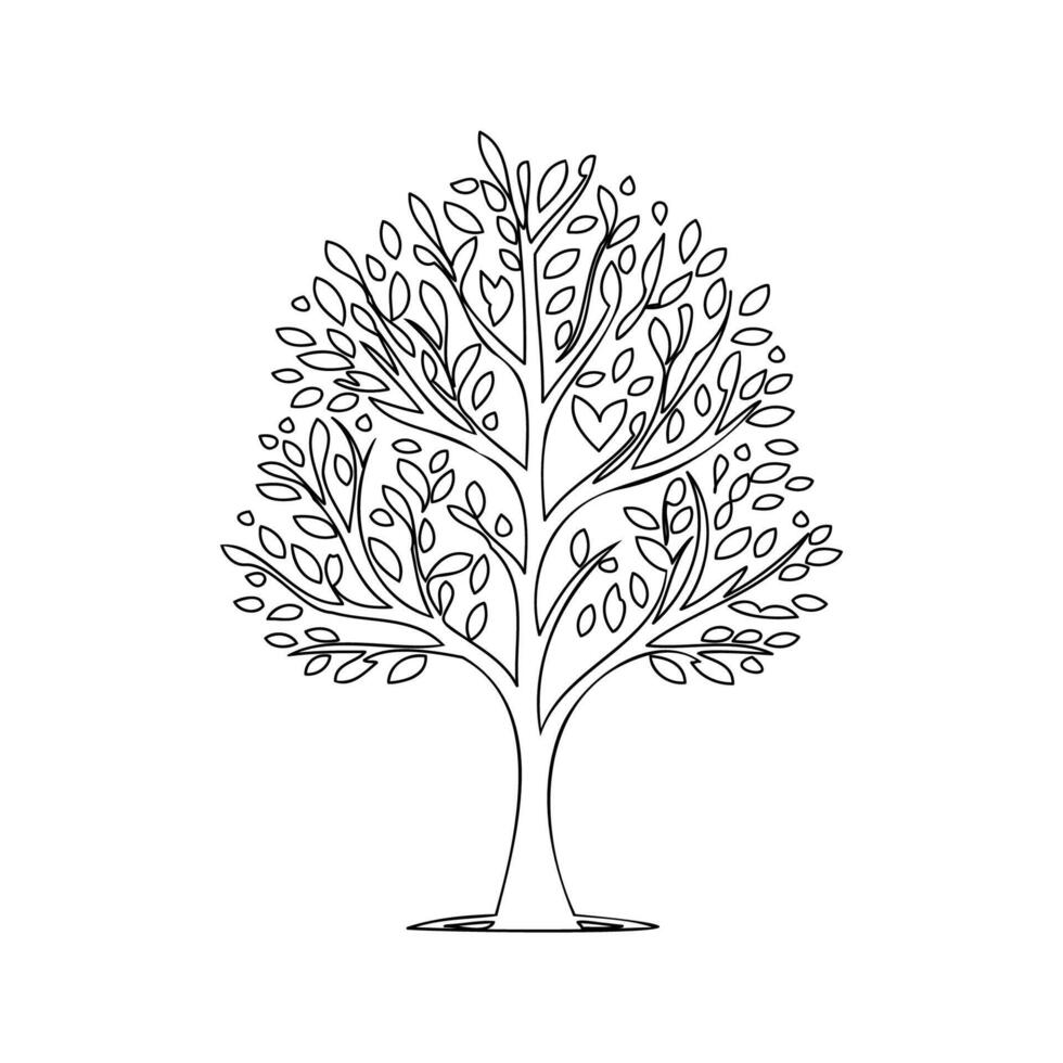 tree love outline illustration sketch vector