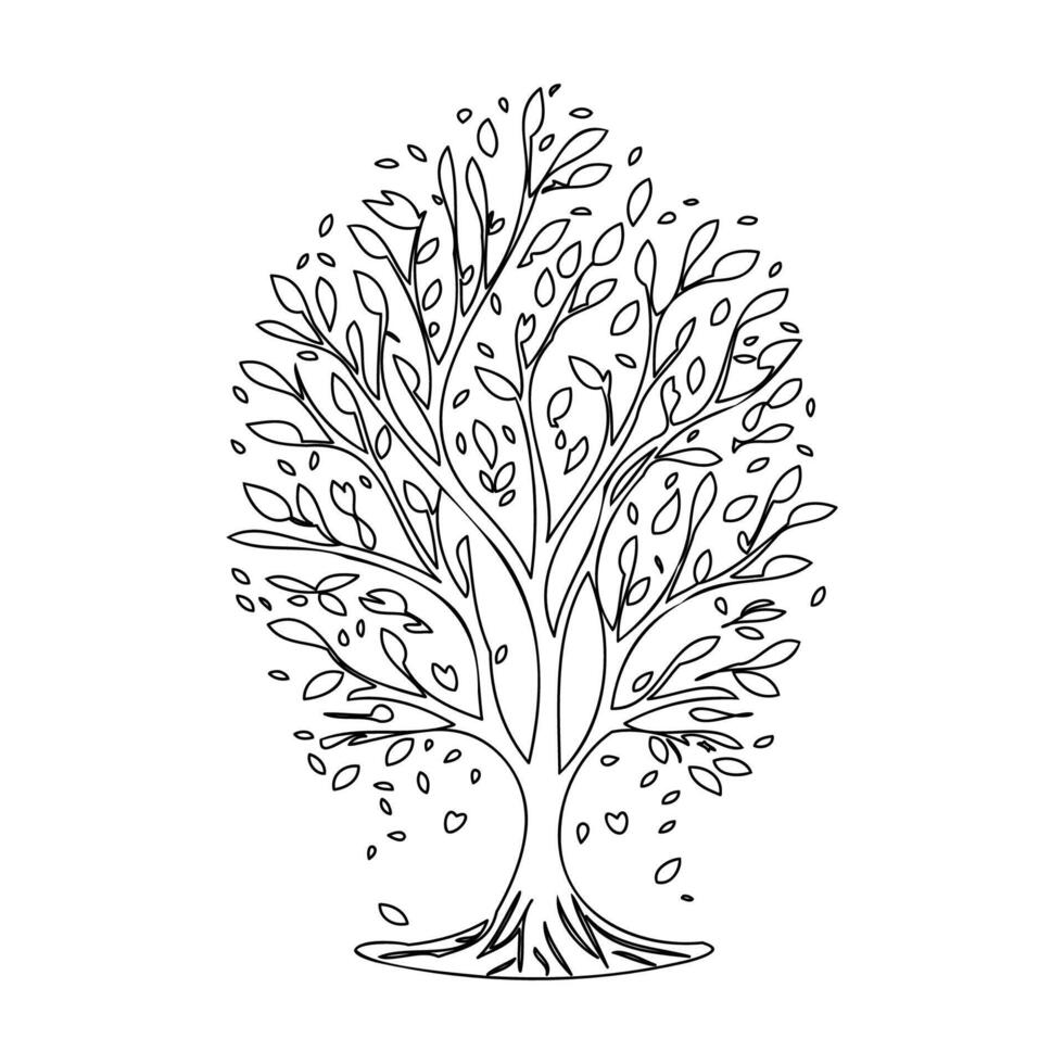 tree love outline illustration sketch vector