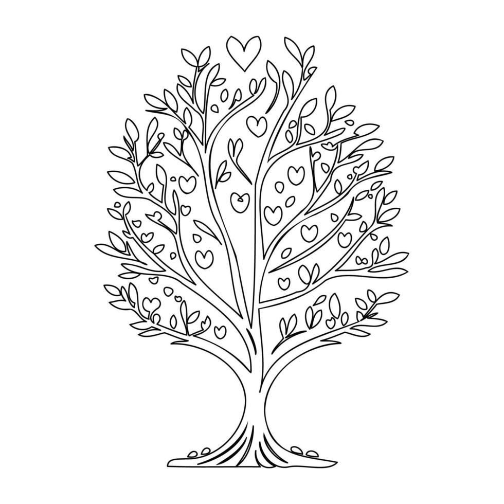 tree love outline illustration sketch vector