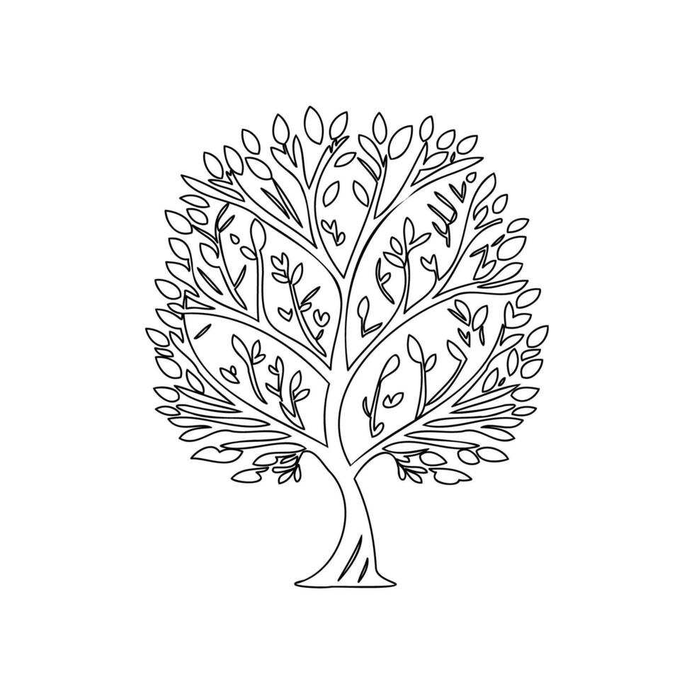 tree love outline illustration sketch vector