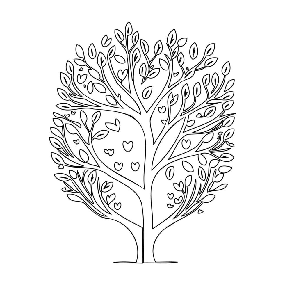 tree love outline illustration sketch vector