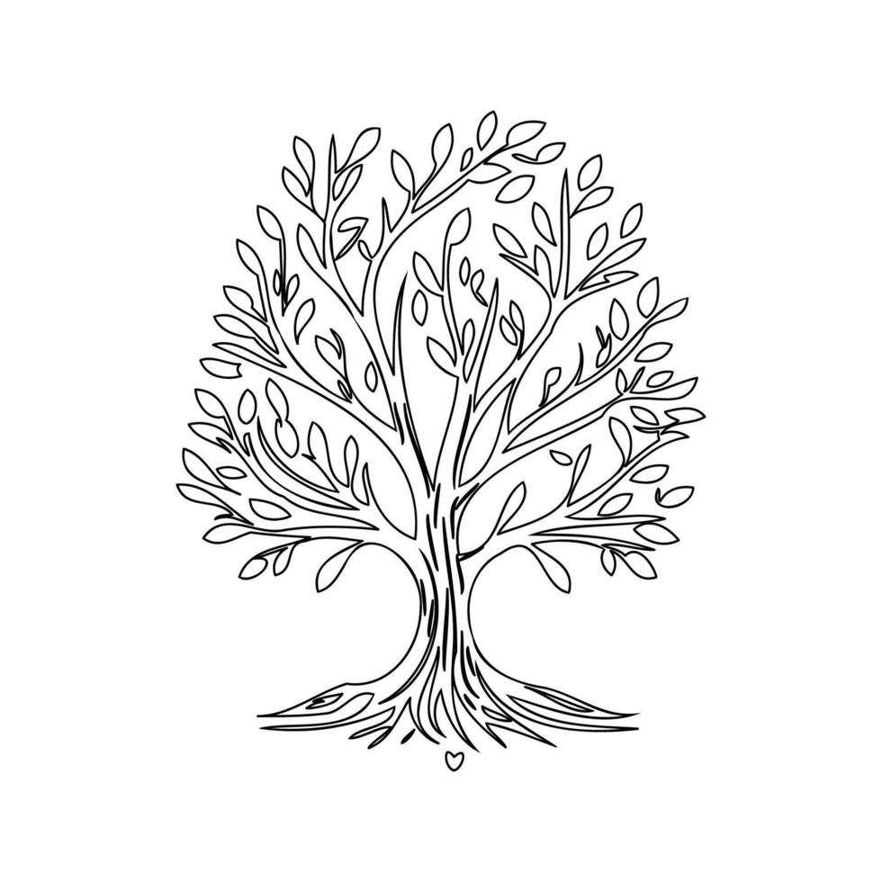 tree love outline illustration sketch vector