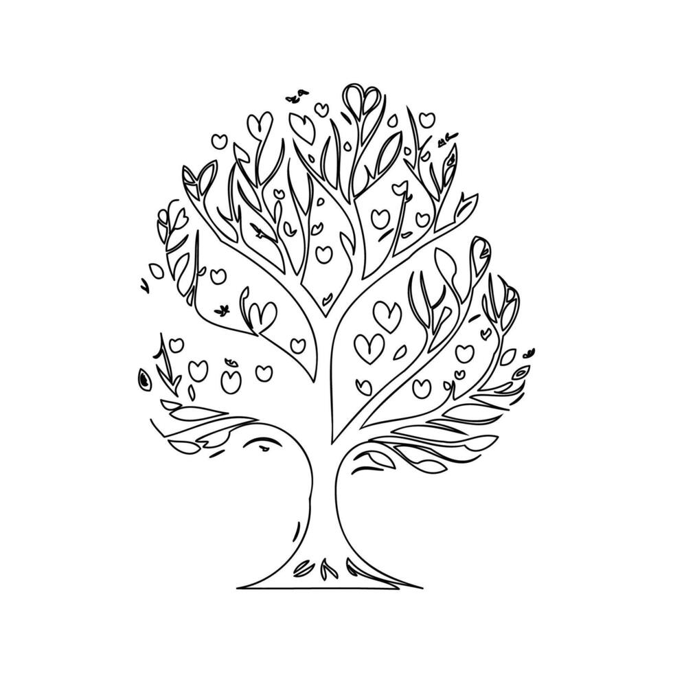 tree love outline illustration sketch vector
