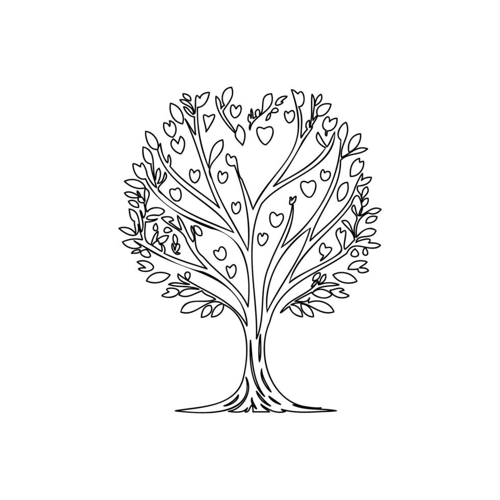 tree love outline illustration sketch vector
