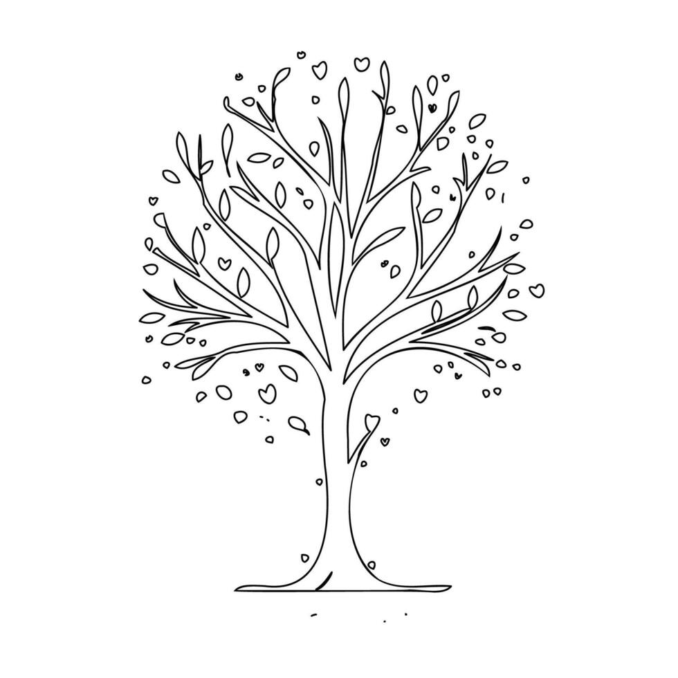 tree love outline illustration sketch vector