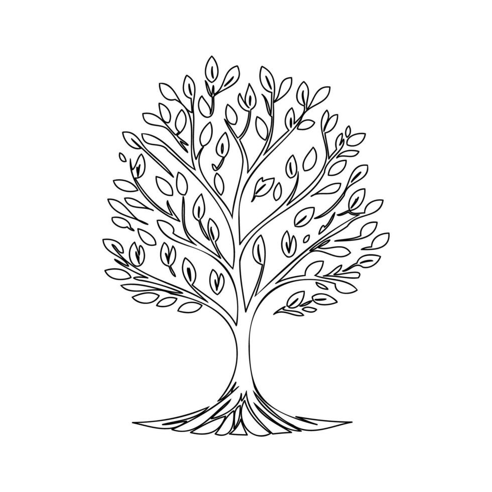 tree love outline illustration sketch vector