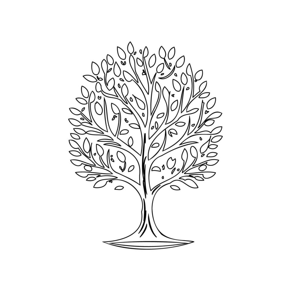 tree love outline illustration sketch vector