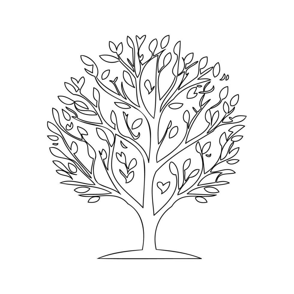 tree love outline illustration sketch vector