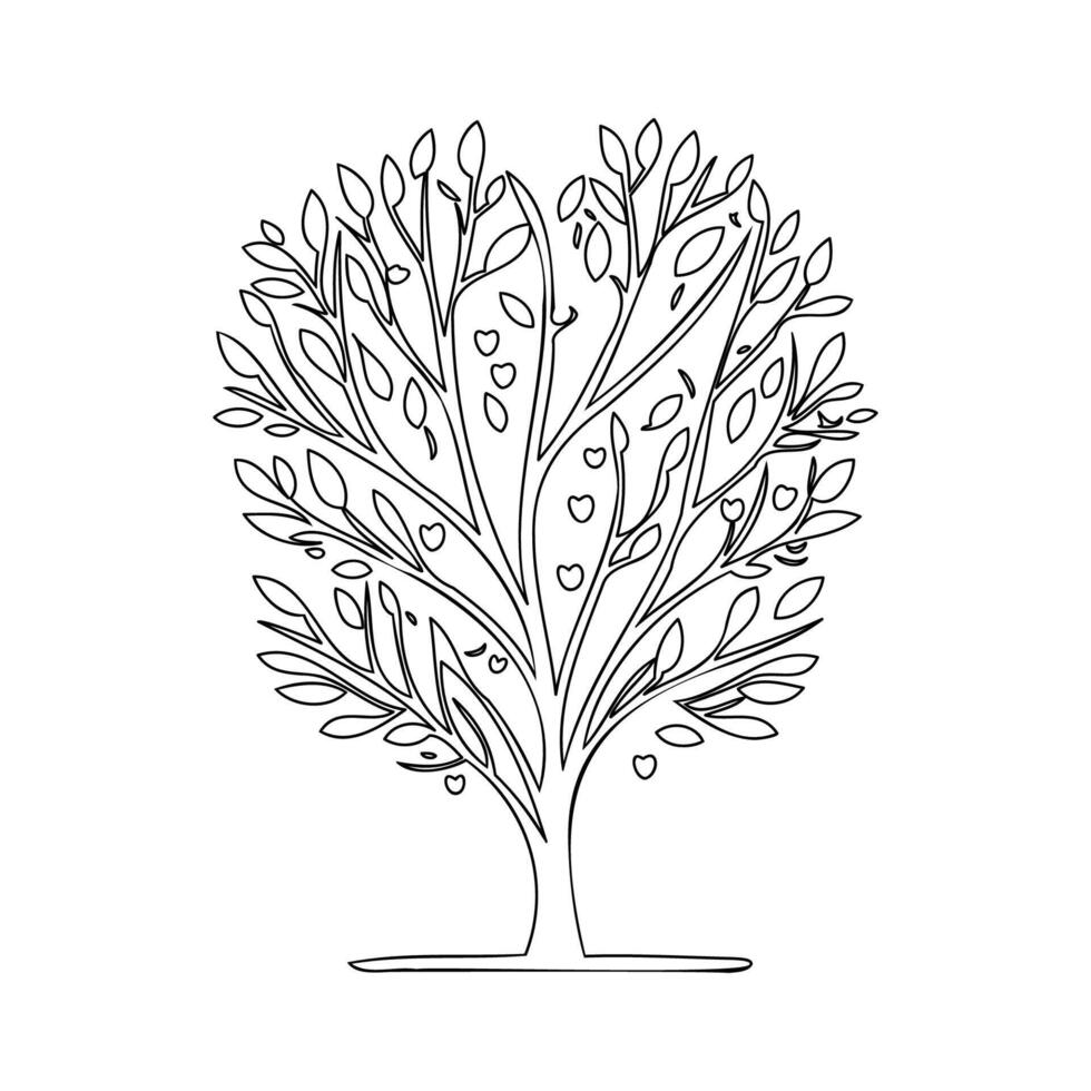 tree love outline illustration sketch vector