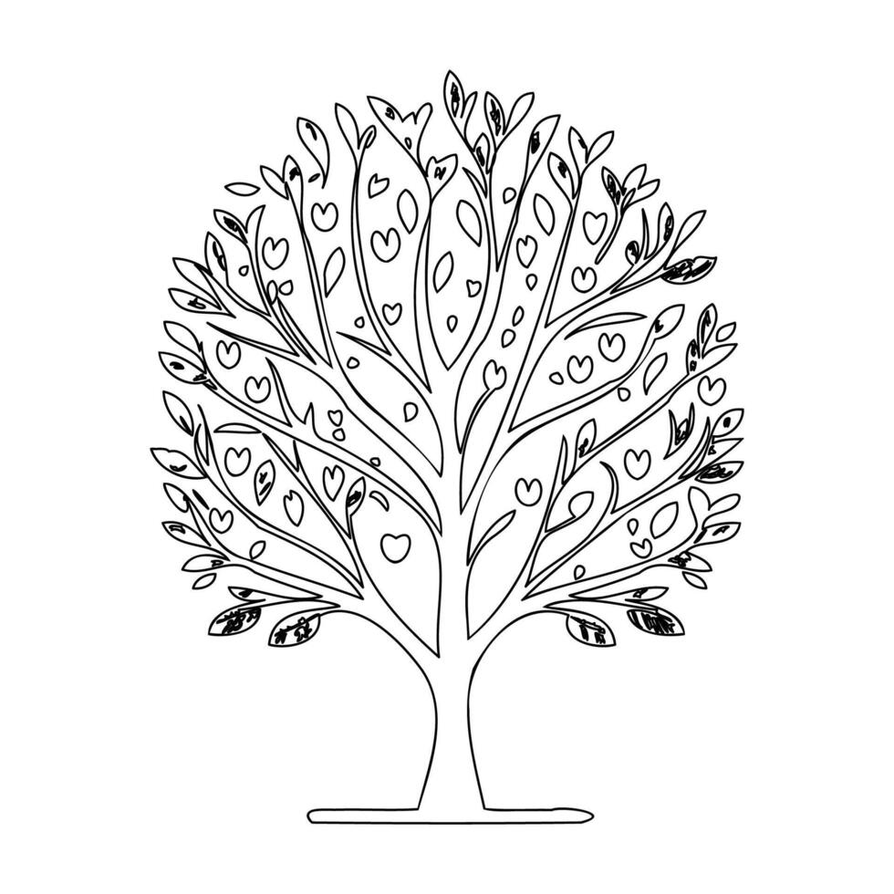 tree love outline illustration sketch vector