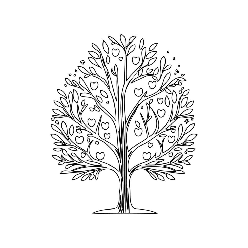 tree love outline illustration sketch vector