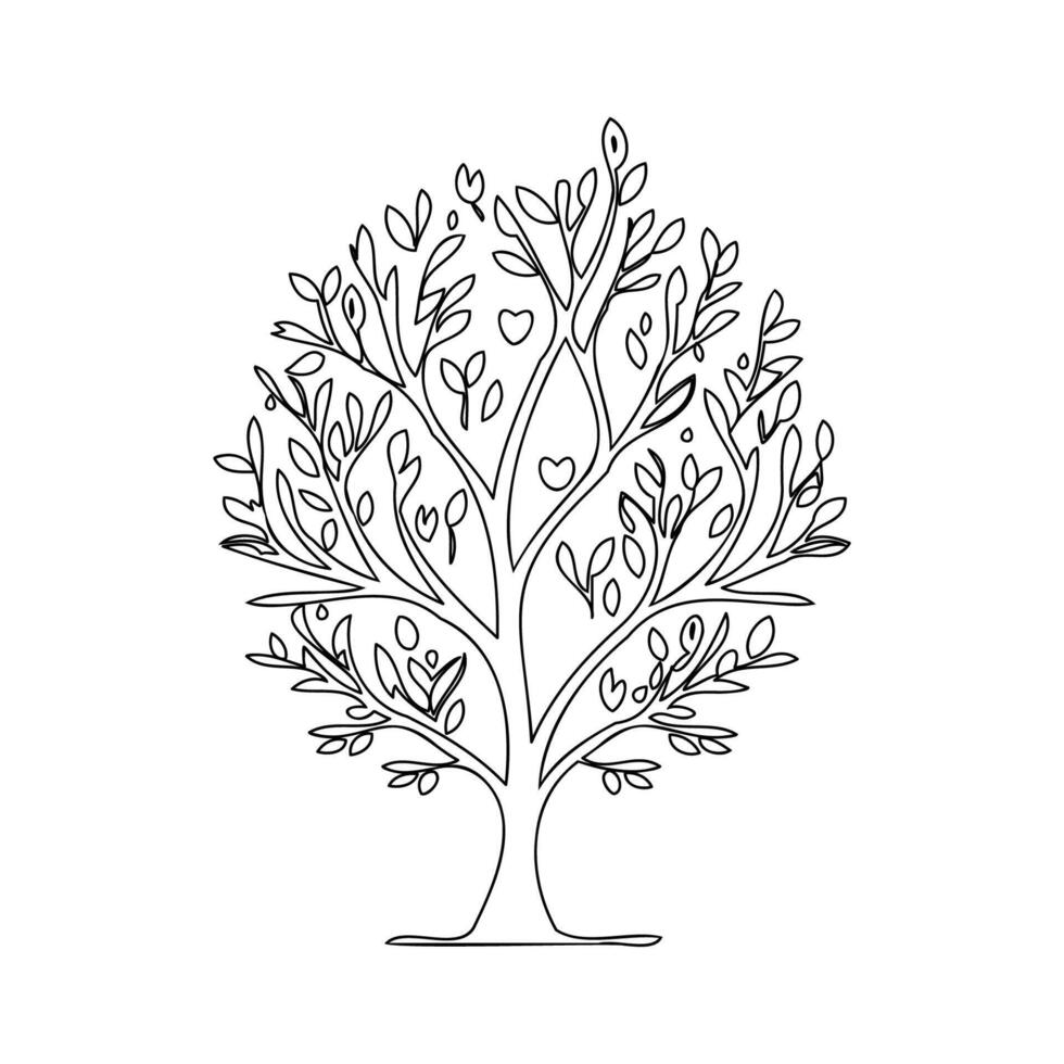 tree love outline illustration sketch vector