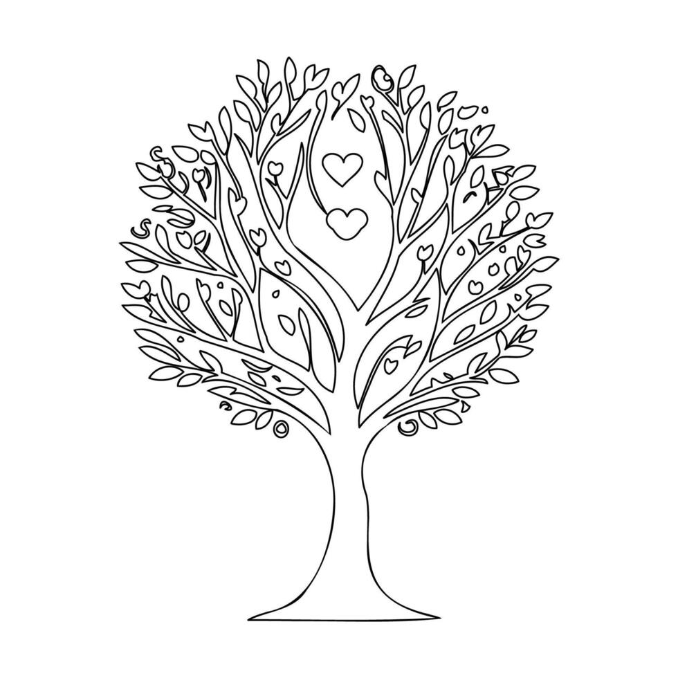 tree love outline illustration sketch vector