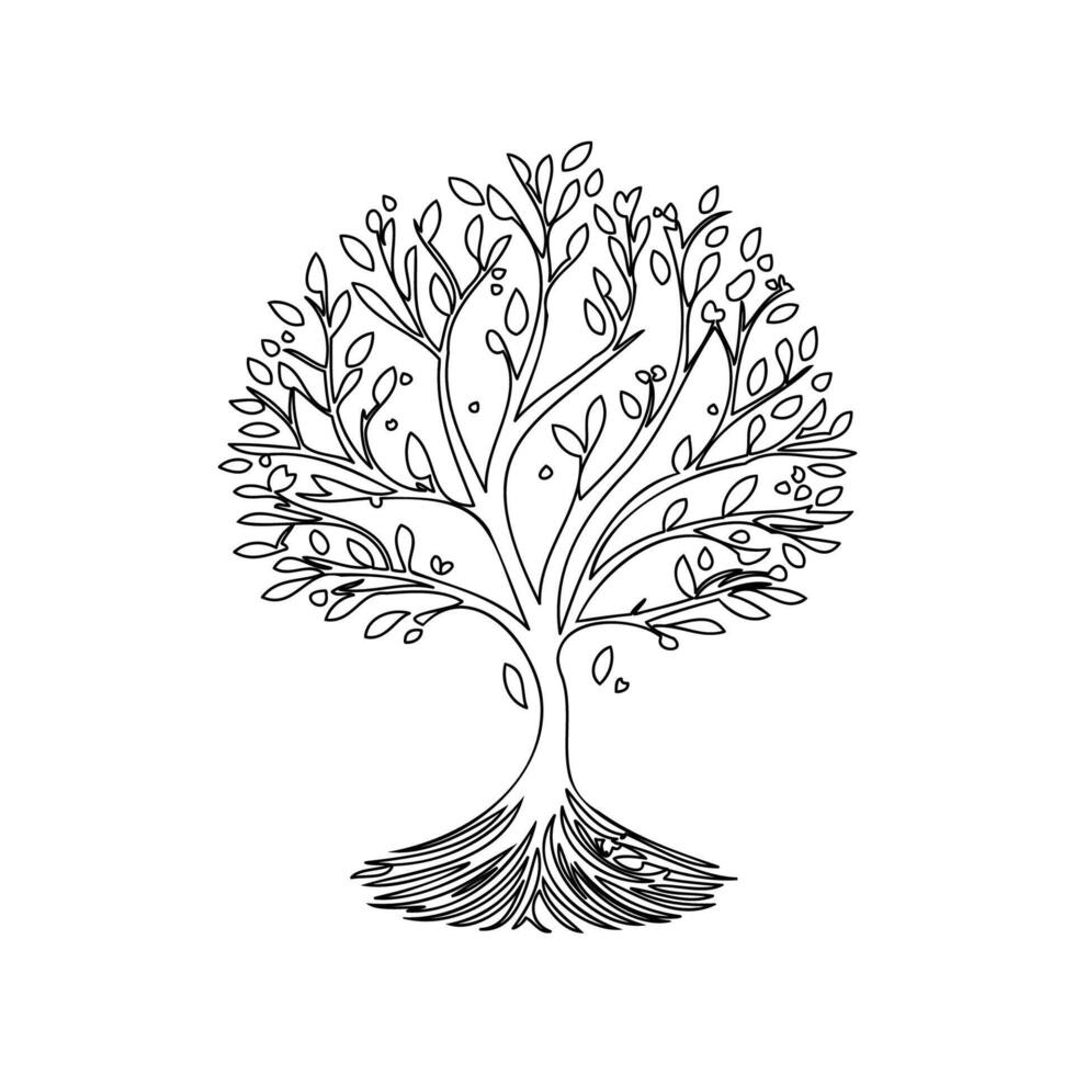 tree love outline illustration sketch vector
