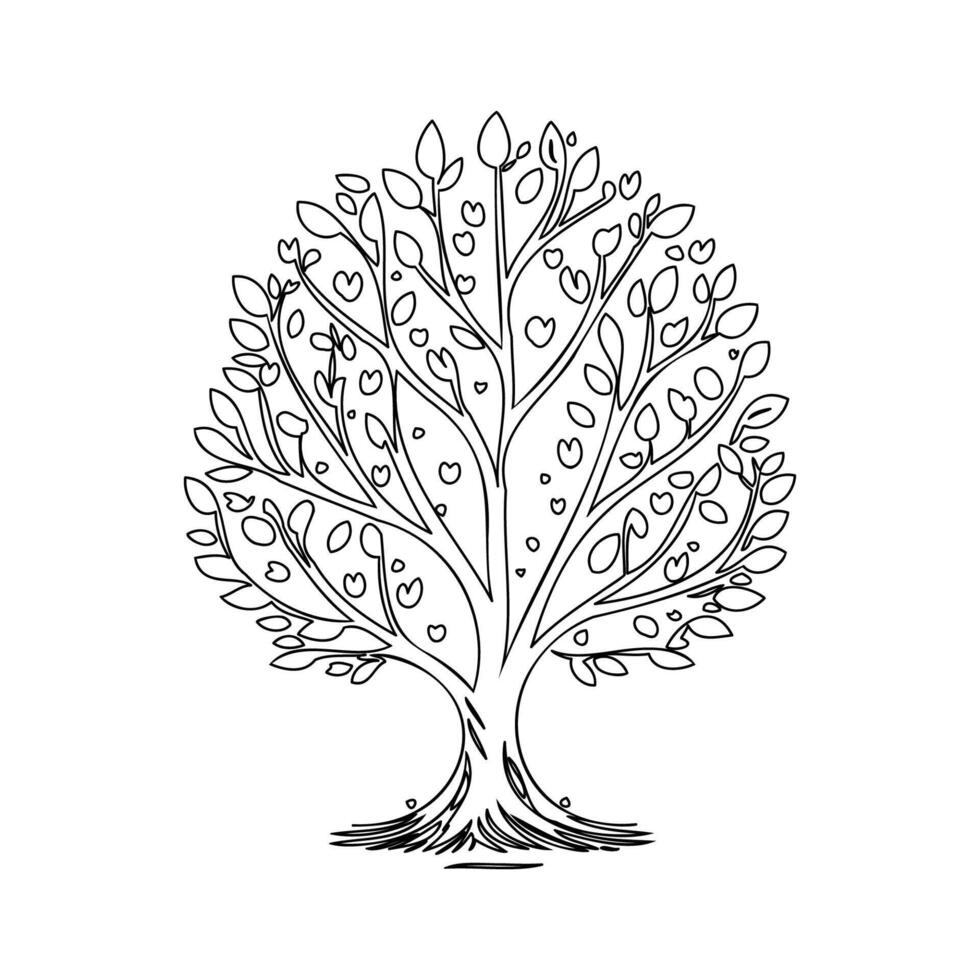 tree love outline illustration sketch vector