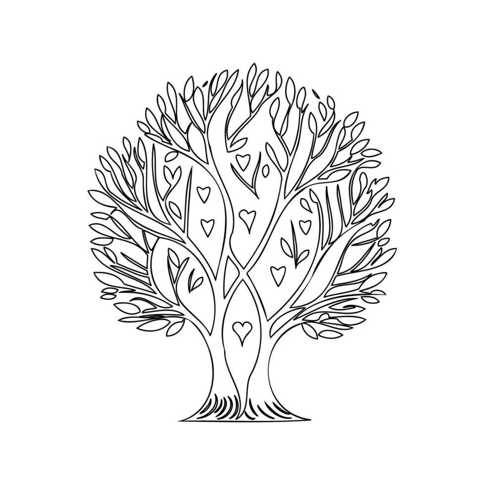 tree love outline illustration sketch vector