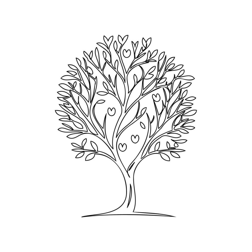 tree love outline illustration sketch vector