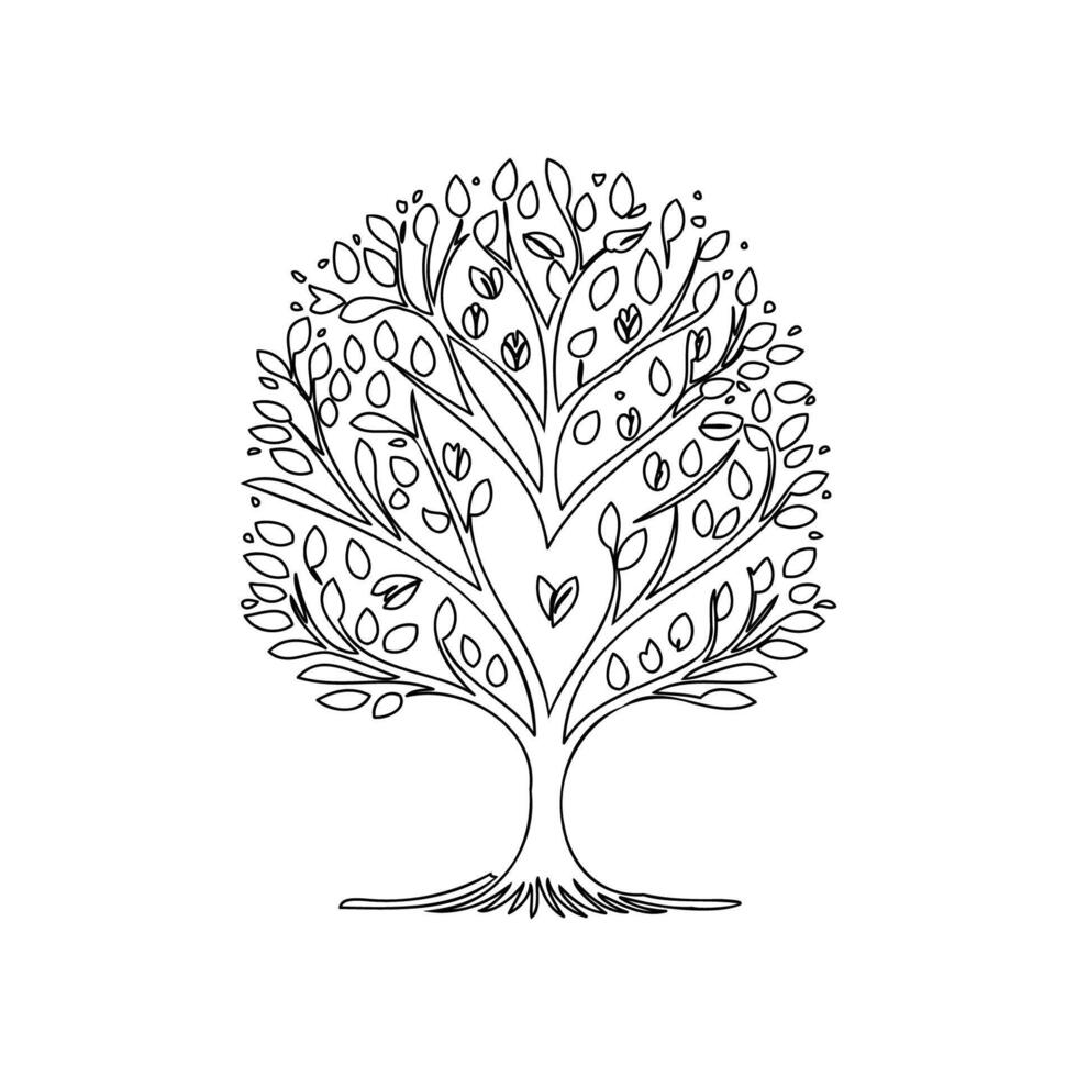 tree love outline illustration sketch vector