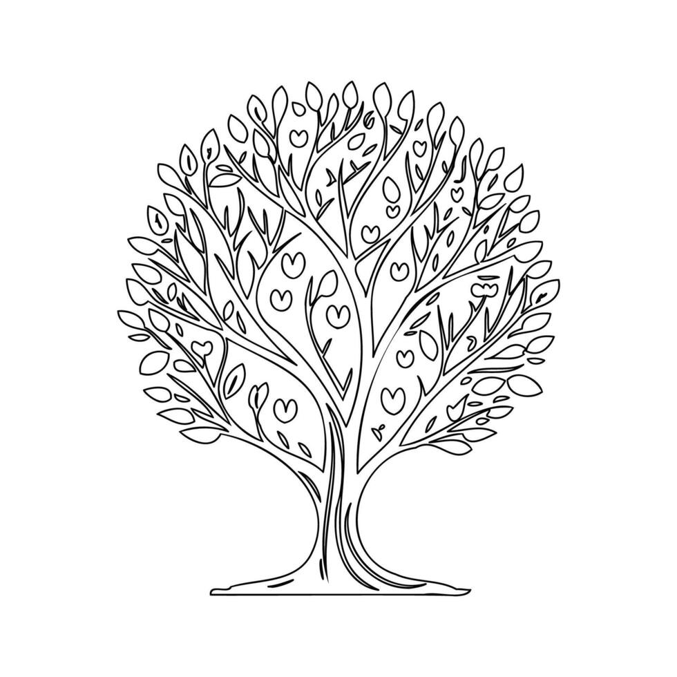 tree love outline illustration sketch vector