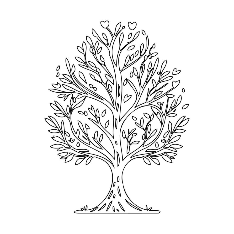 tree love outline illustration sketch vector