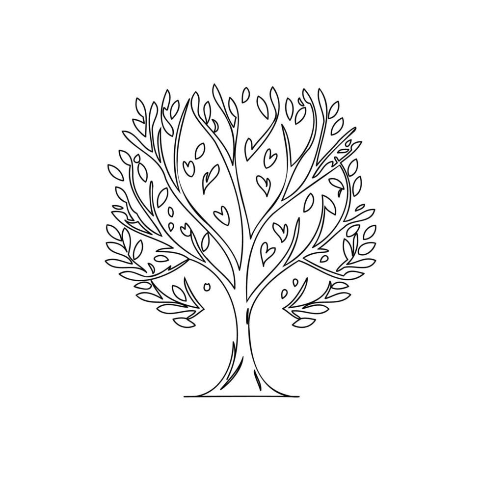 tree love outline illustration sketch vector