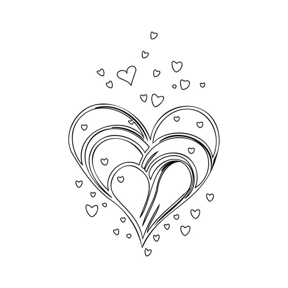 love valentine outline illustration sketch vector