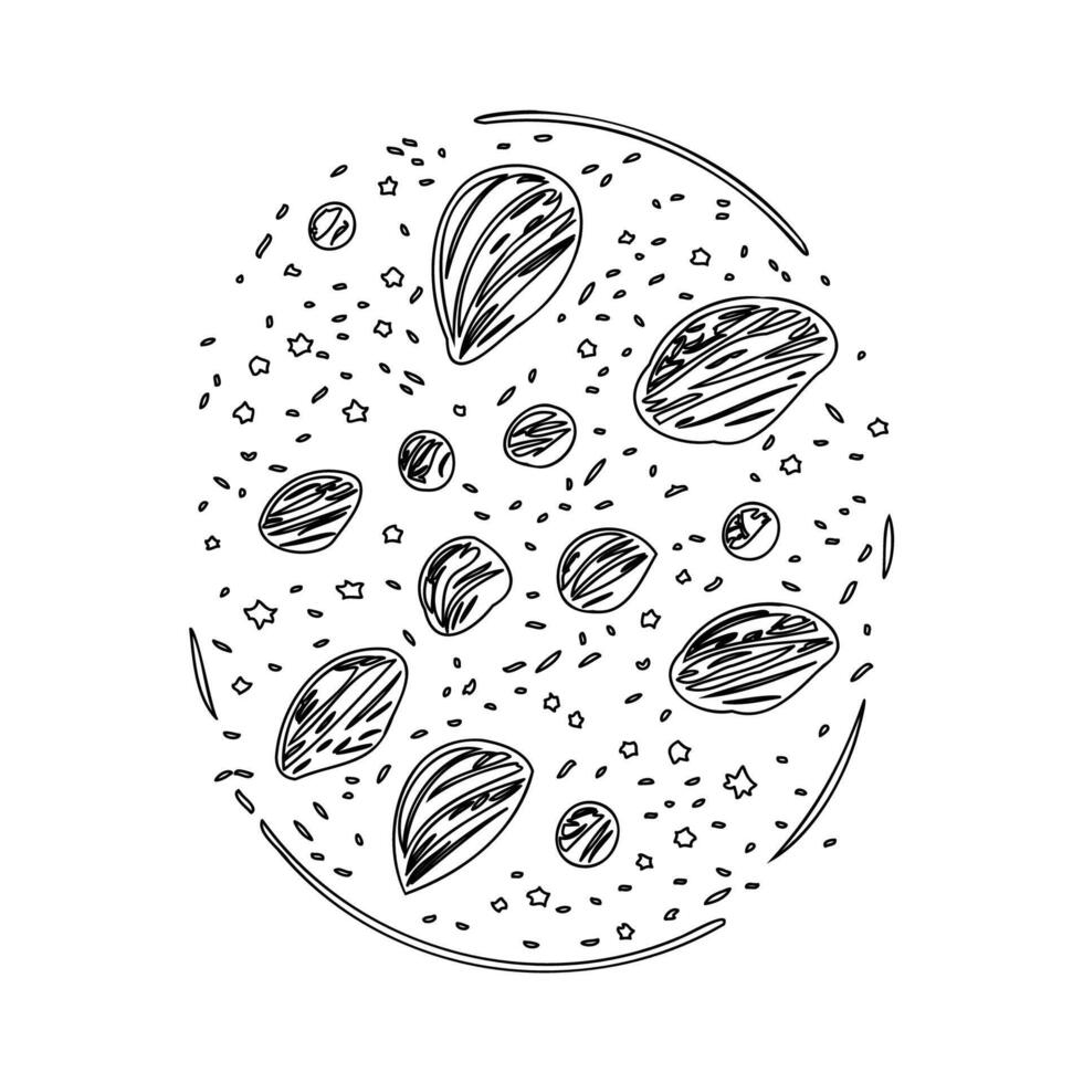 Asteroids outline illustration sketch vector