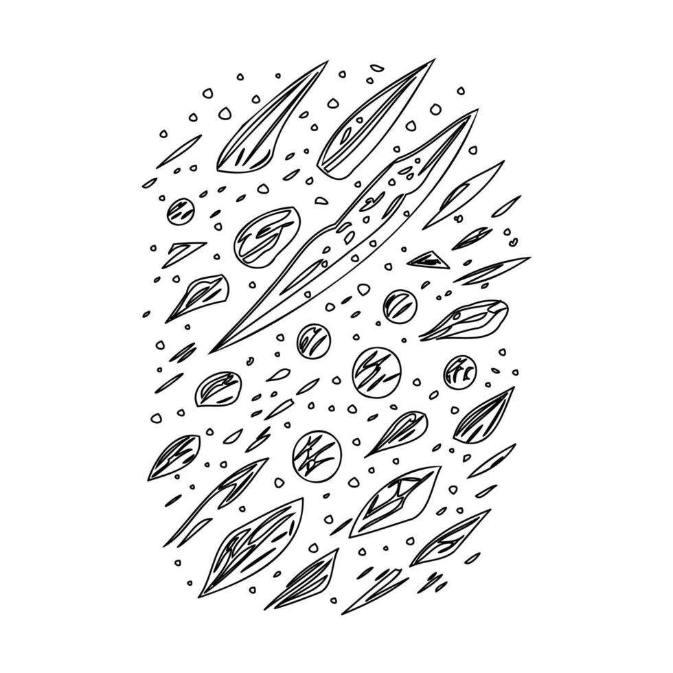 Asteroids outline illustration sketch vector