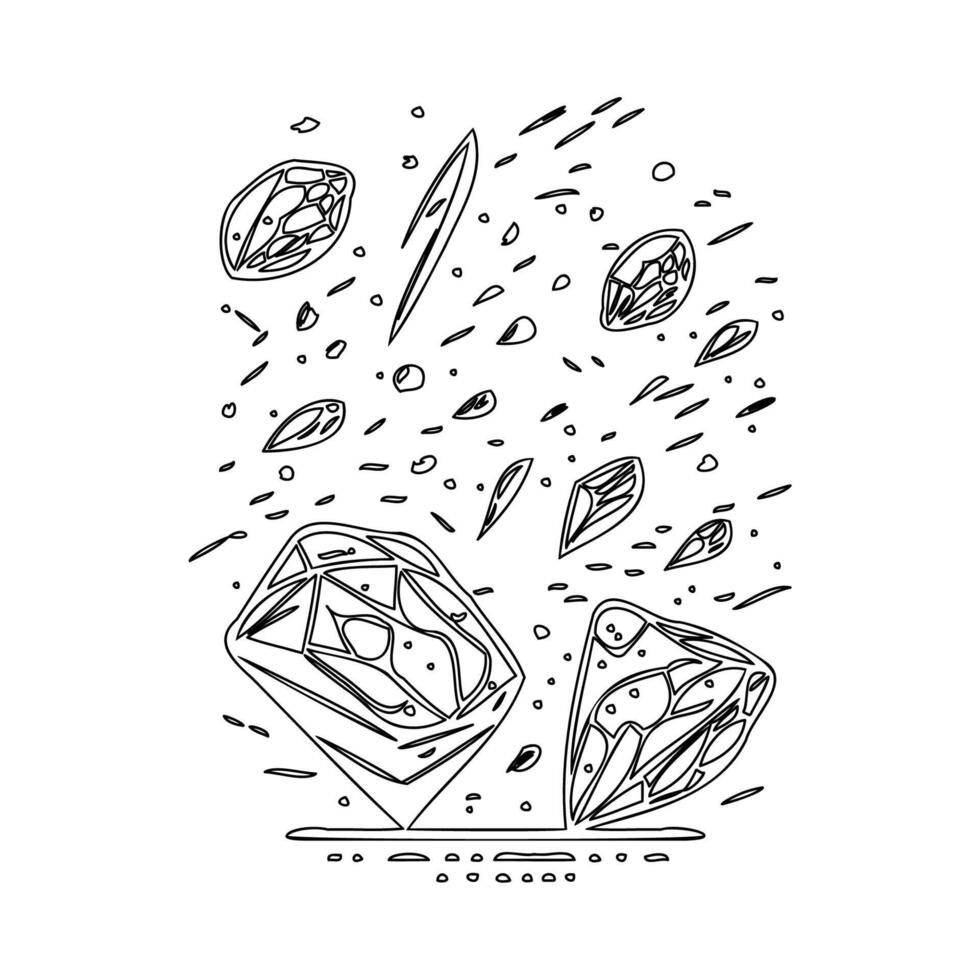 Asteroids outline illustration sketch vector