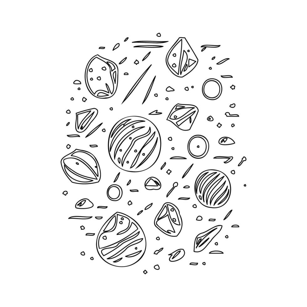 Asteroids outline illustration sketch vector