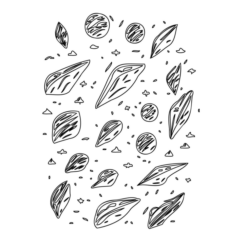 Asteroids outline illustration sketch vector
