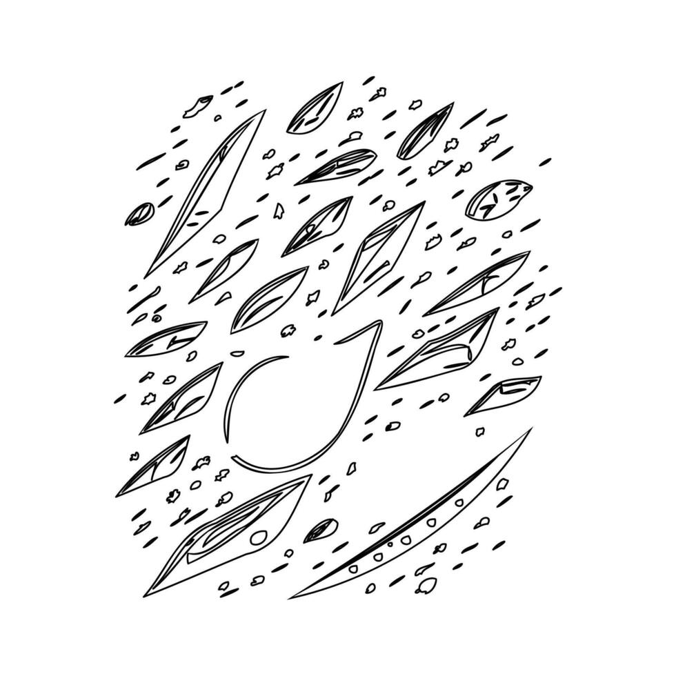 Asteroids outline illustration sketch vector