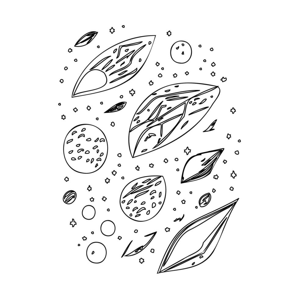 Asteroids outline illustration sketch vector