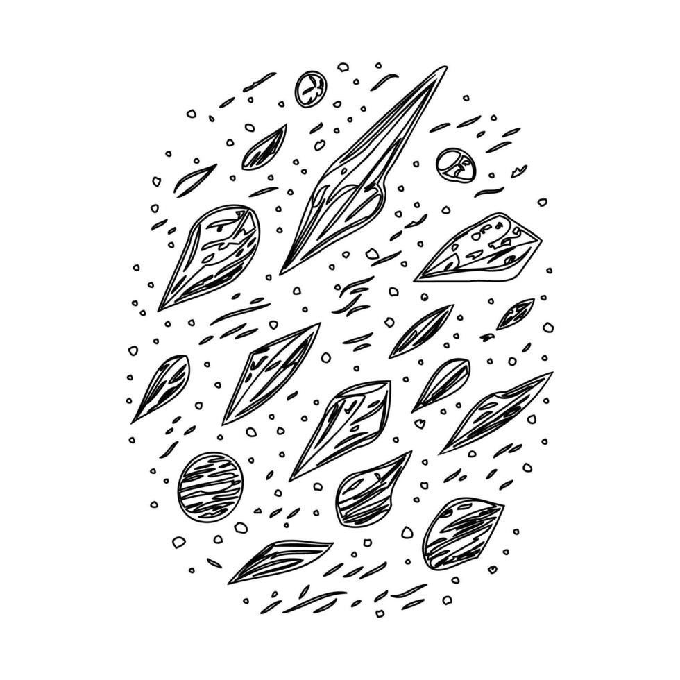 Asteroids outline illustration sketch vector