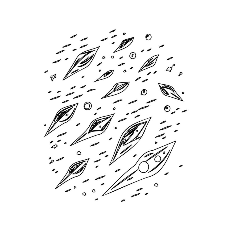 Asteroids outline illustration sketch vector