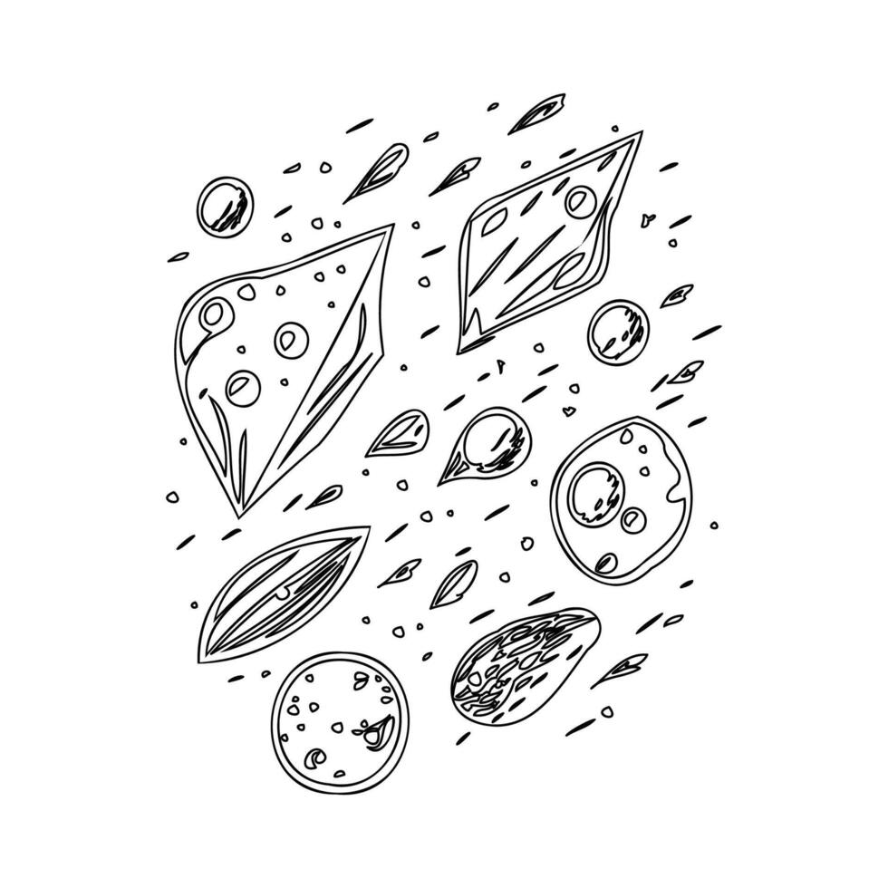 Asteroids outline illustration sketch vector