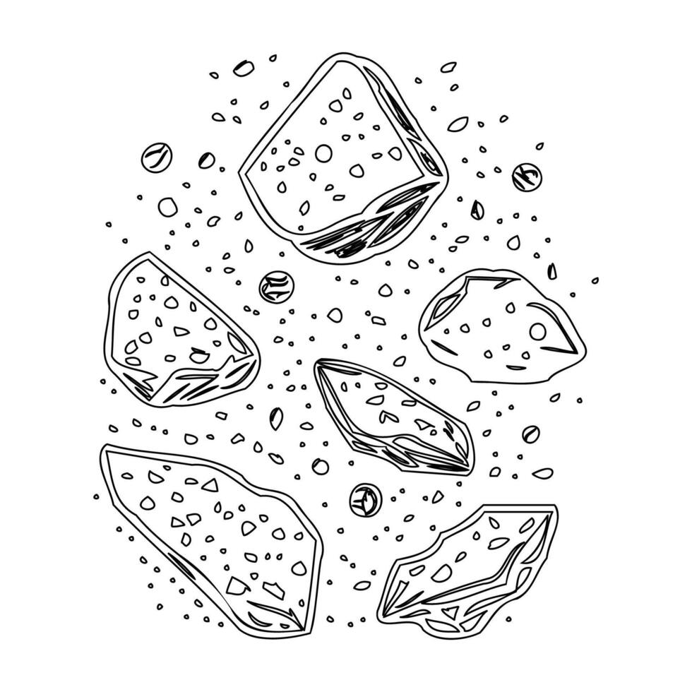 Asteroids outline illustration sketch vector