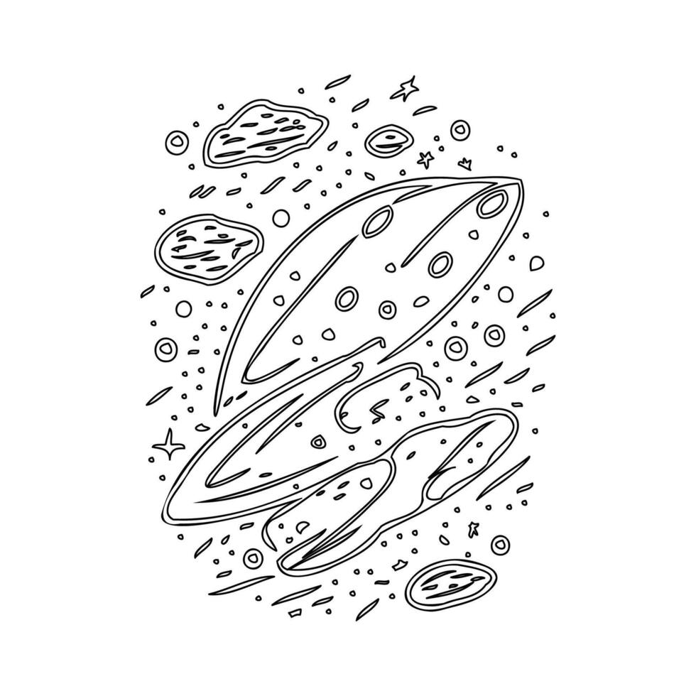 Asteroids outline illustration sketch vector