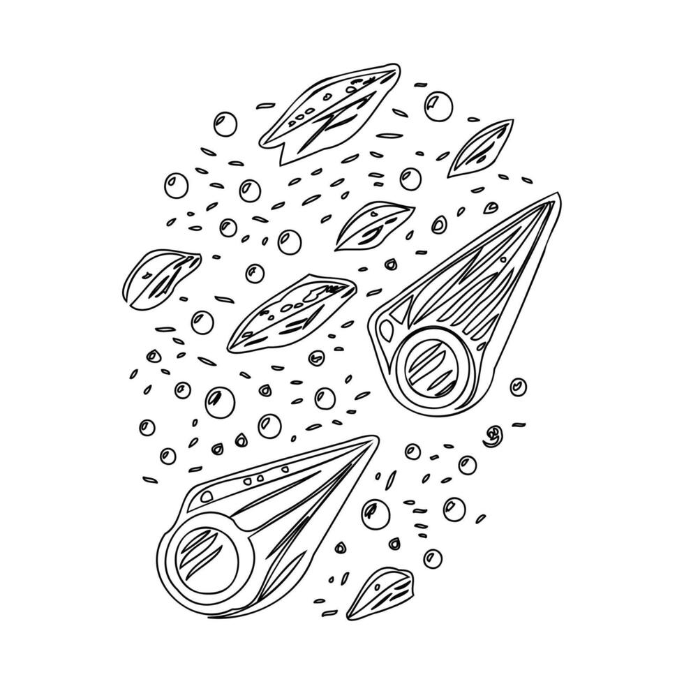 Asteroids outline illustration sketch vector