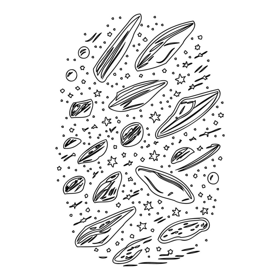 Asteroids outline illustration sketch vector