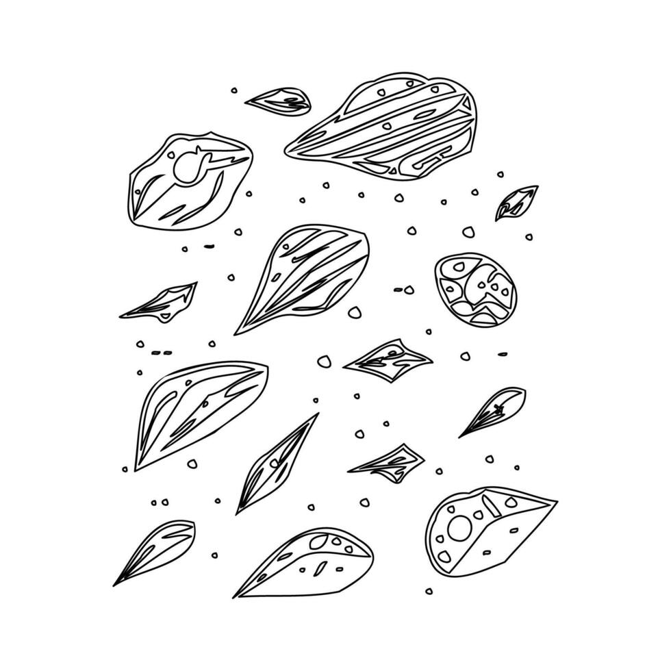 Asteroids outline illustration sketch vector