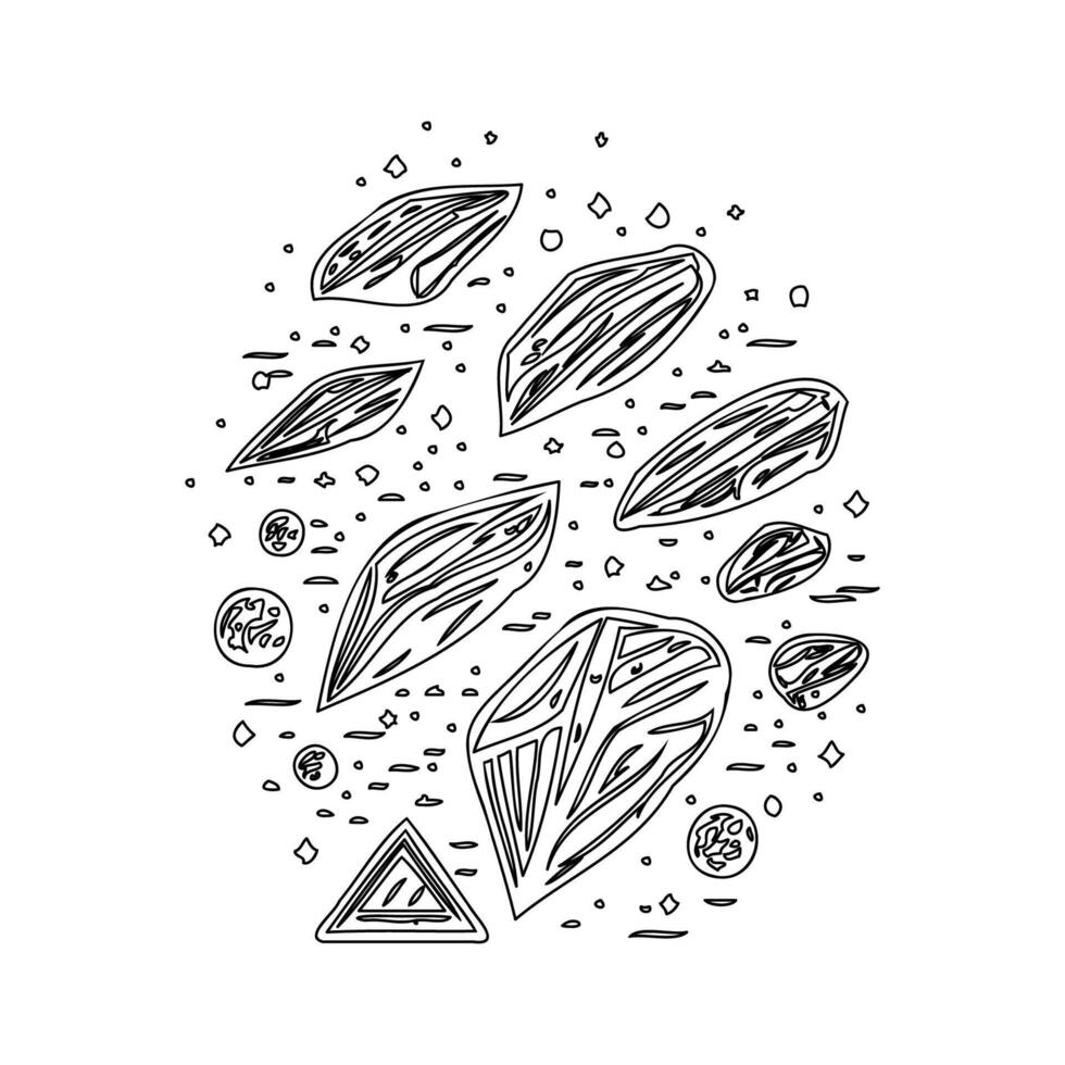 Asteroids outline illustration sketch vector