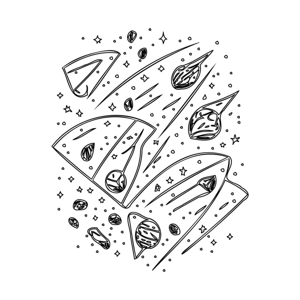 Asteroids outline illustration sketch vector